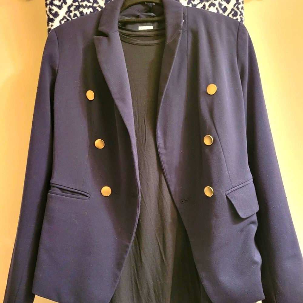 Navy Blue Military Style Gold buttons blazer A New Day Size 4